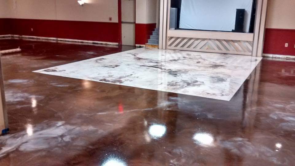 Decorative wood and tile pattern concrete floor Hinesville GA