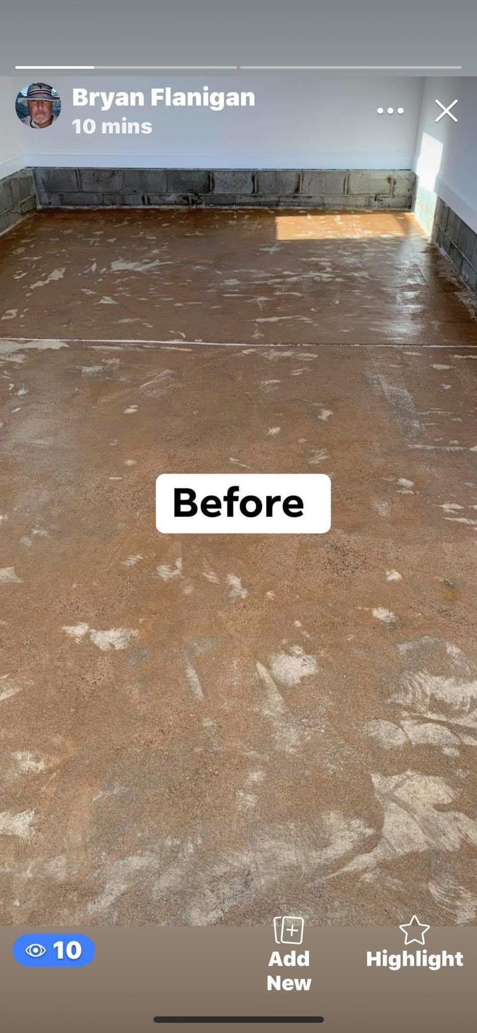 Garage floor before flake epoxy coating Hinesville GA