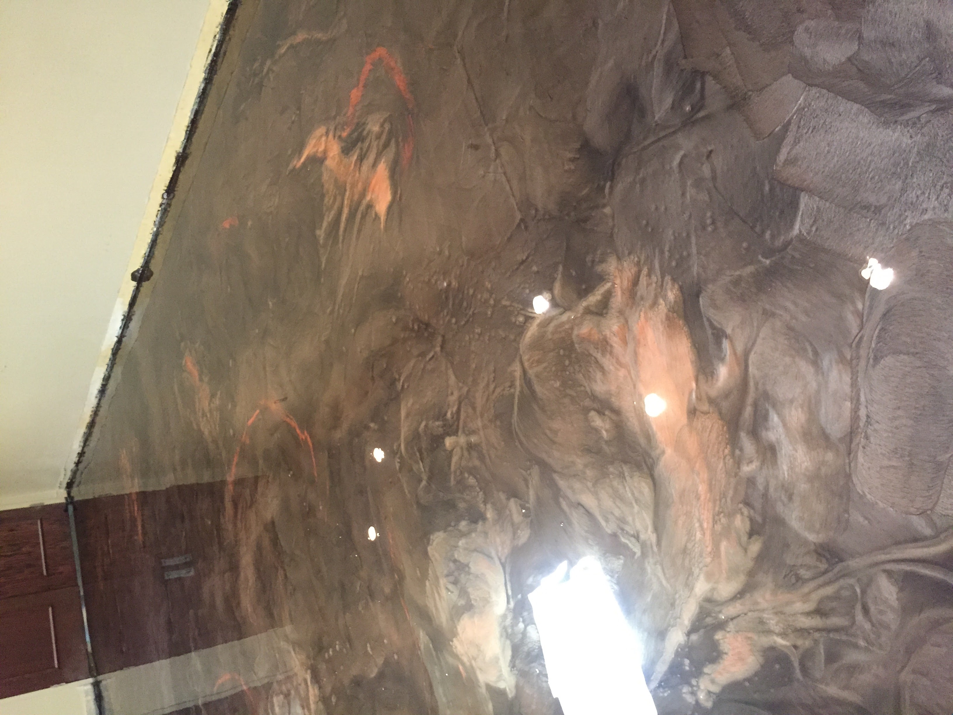 Metallic polyaspartic floor coating with copper swirl Hinesville GA